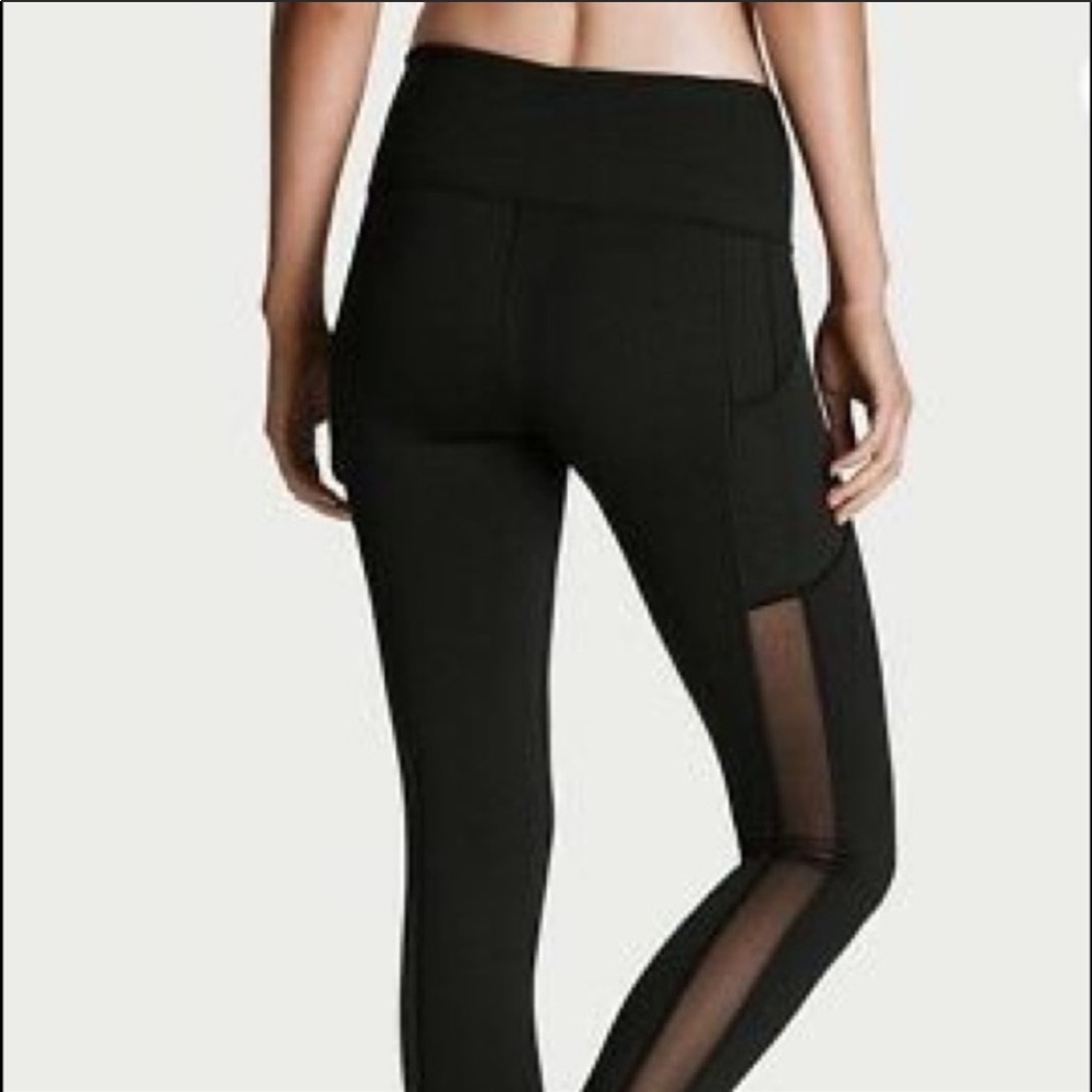 NWT Victoria’s Secret: Extra Small Black Sheer Knockout Workout Tights - Picture 3 of 8